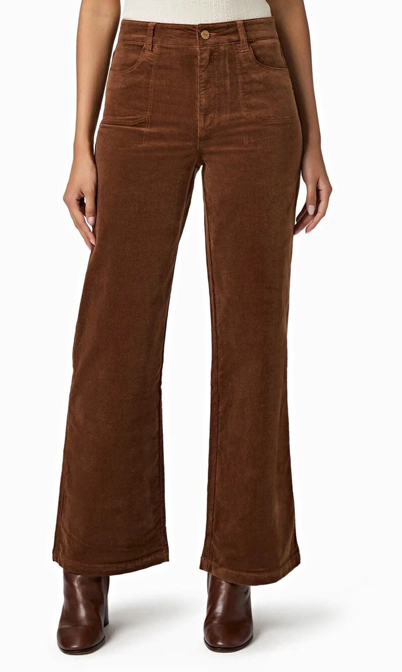 PAIGE Anessa Utility Corduroy Pants Maple High Rise Wide-Leg Brown Size 31